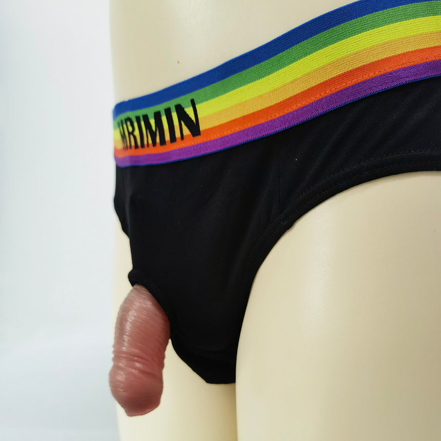 MRIMIN FTM Packer Wear Gear Rainbow Sports Briefs Strap-On Harness Underwear For Lesbian Transgender -UD09 - MRIMIN