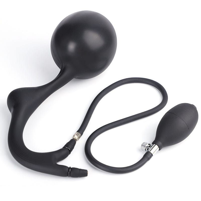 MRIMIN Anal Plug MRIMIN Inflatable Anal Plug Double Headed Body-Safe Tail Plugs Butt Silicone Training Sex Toys for Male, Female and Beginners, Steel Ball Included