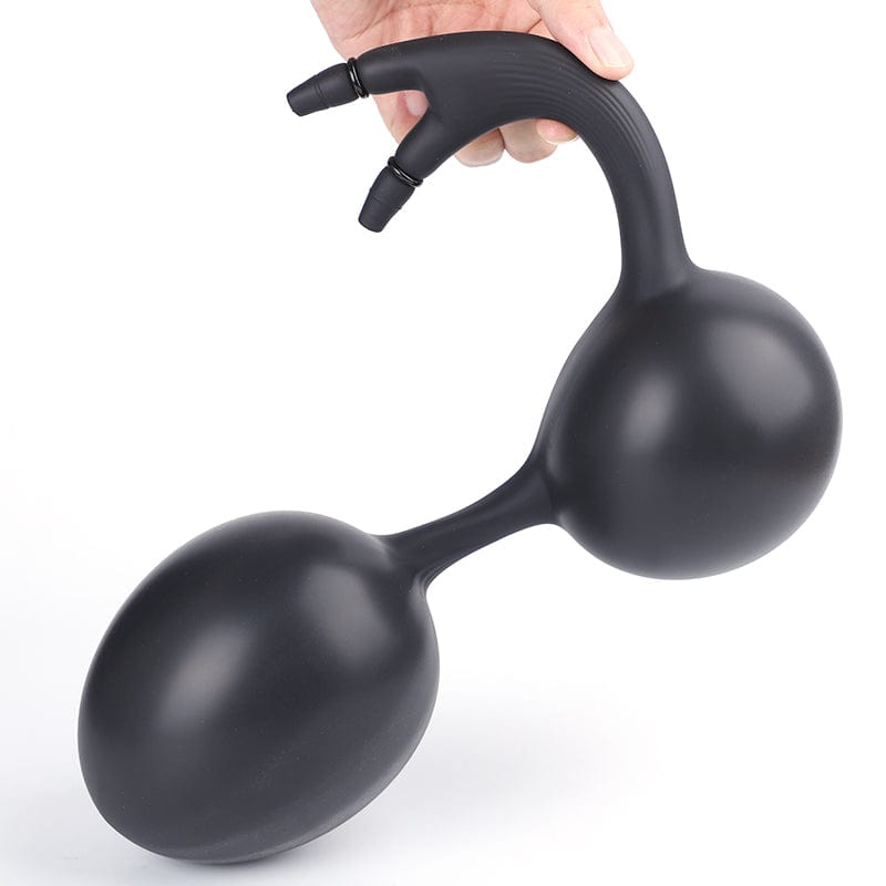 MRIMIN Anal Plug MRIMIN Inflatable Anal Plug Double Headed Body-Safe Tail Plugs Butt Silicone Training Sex Toys for Male, Female and Beginners, Steel Ball Included