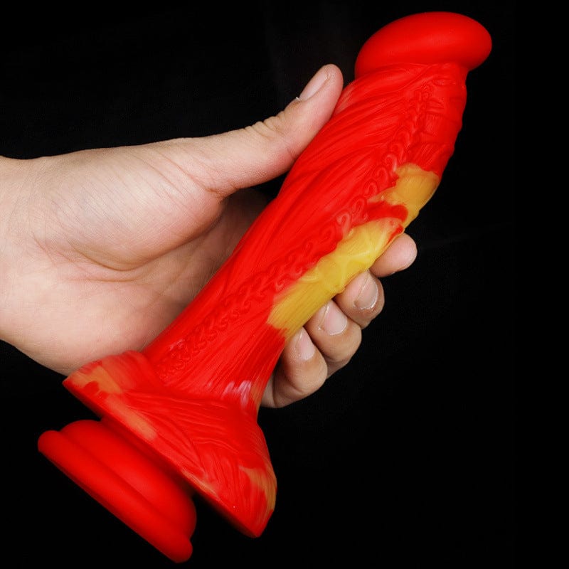 MRIMIN Dildo 7.48inch / Red+Yellow MRIMIN Realistic Fantasy Dildo Silicone Thick Dildo with Strong Suction Cup, Handmade Alien Dildos for Vaginal G-spot & Anal Play