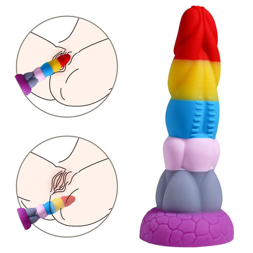 MRIMIN Dildo Rainbow MRIMIN Fantasy Realistic G-spot Dildo, Liquid Silicone Dragon Penis  with Flared Suction Cup