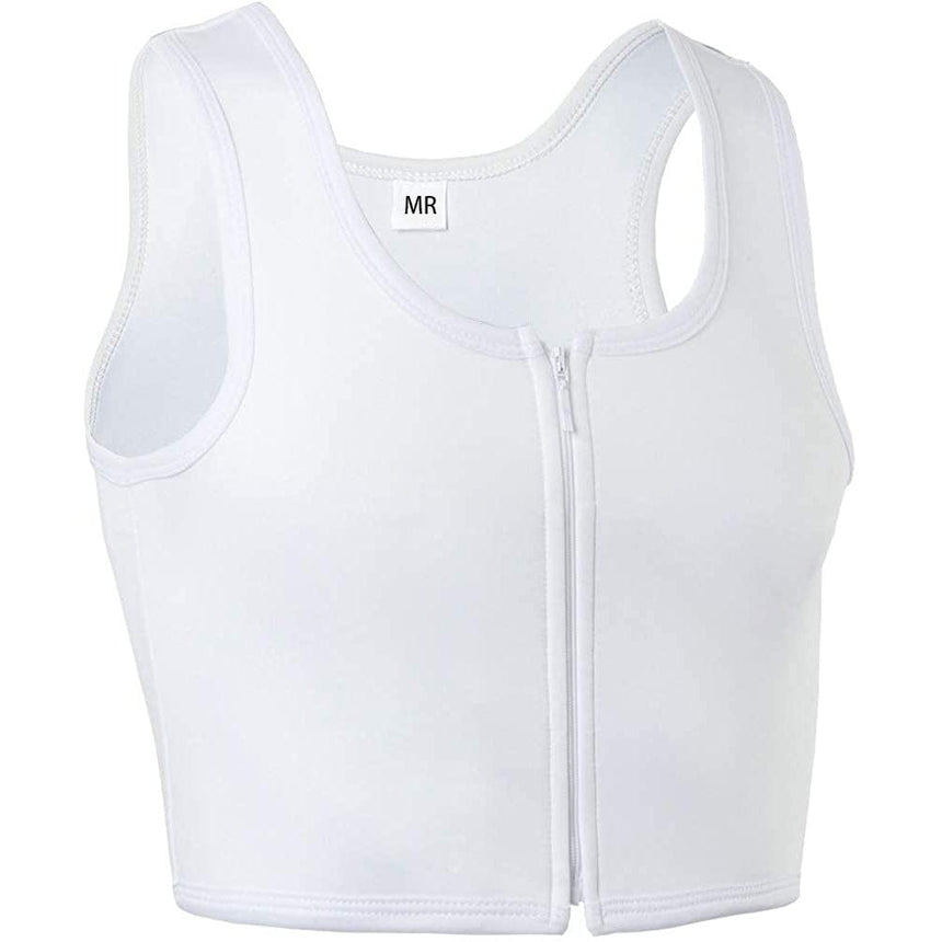 Front Zip Compression Sports Bra, Breathable Chest Binder